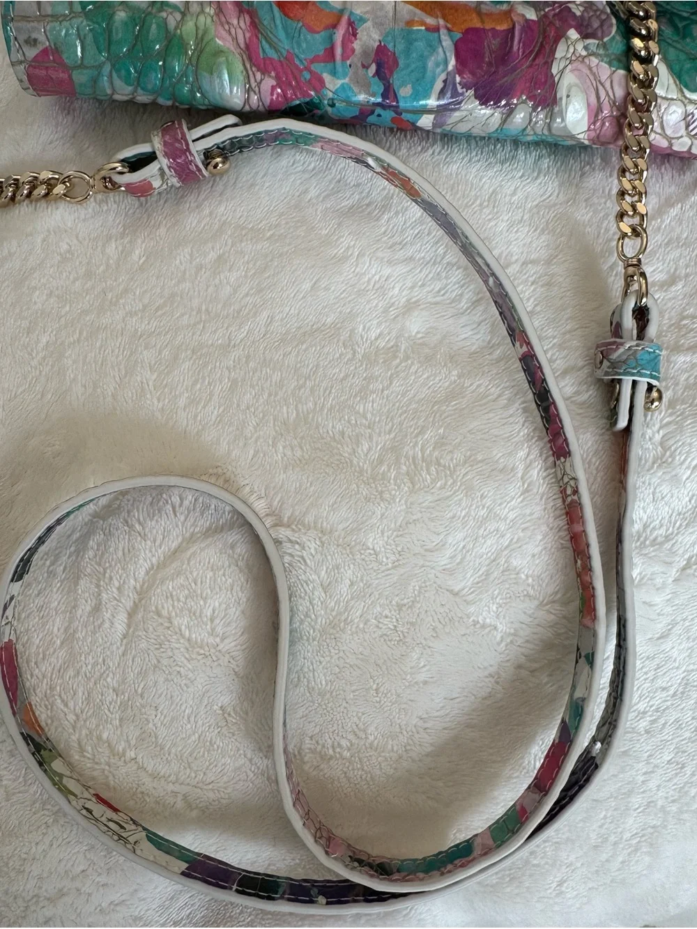 Brahmin Polina Multicolor Daylily Crossbody / Clutch / Wallet w/Chain Strap